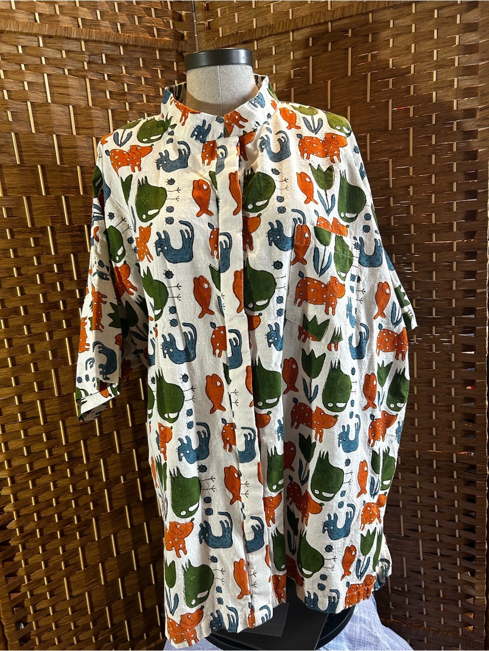 Zuri Button Down Shirt-whimsical animal print 2X